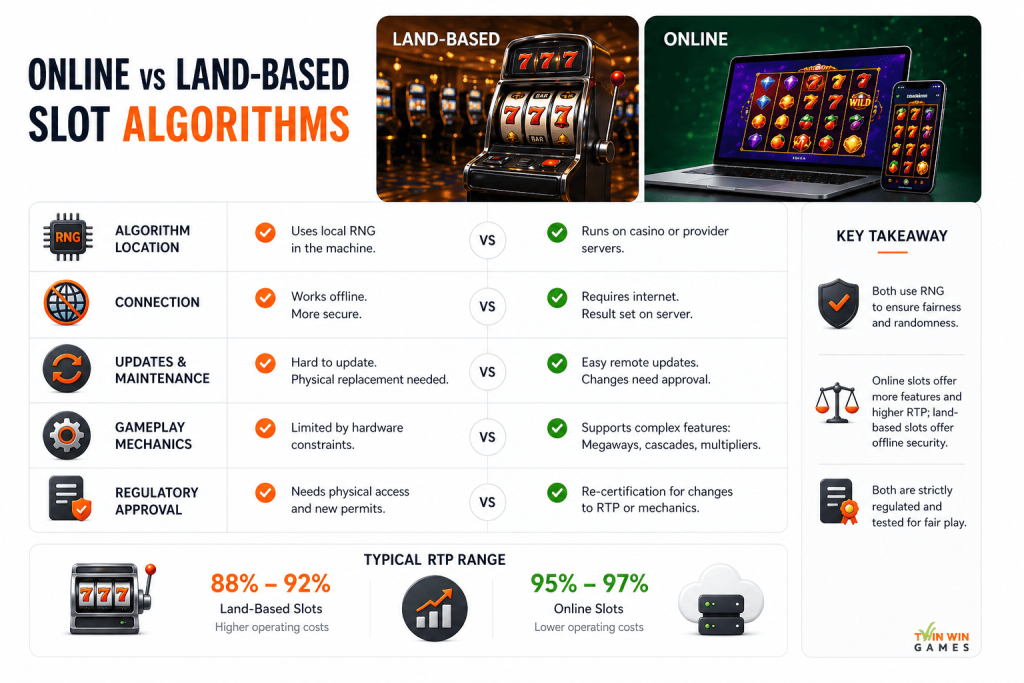 How Online and Land-Based Slot Algorithms Differ