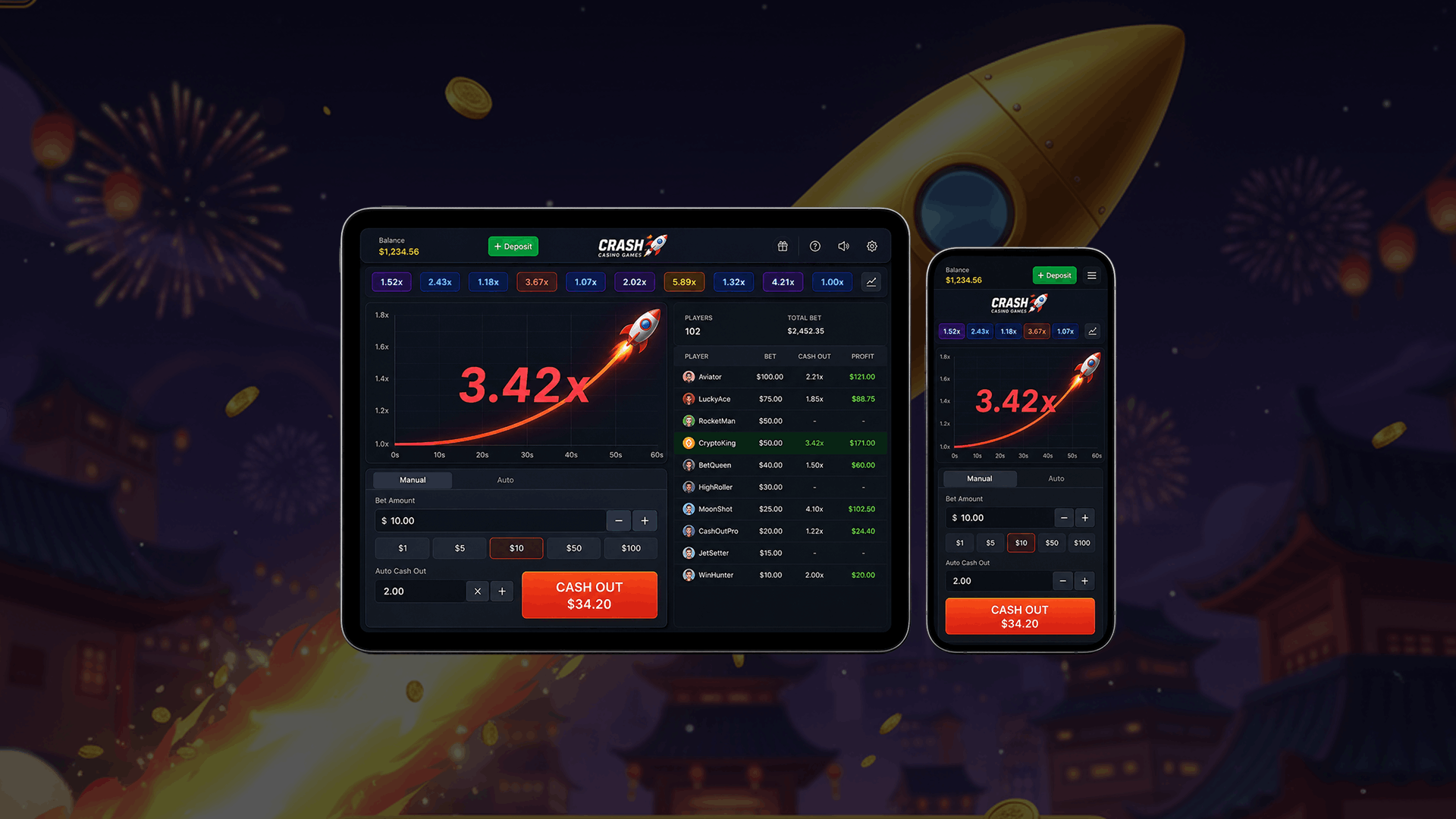crash casino game development