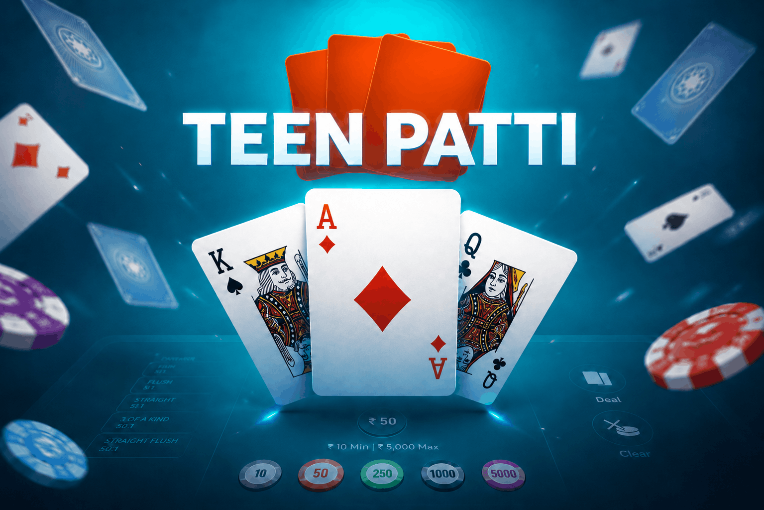 example of Teen patti card casino game development by Twin Win Games company.