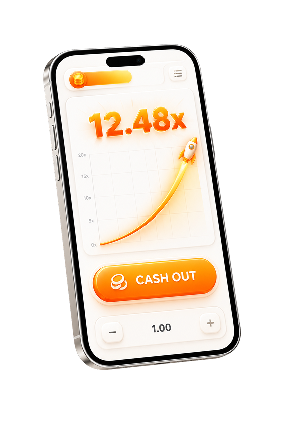 Crash game math on mobile showing a rising multiplier curve and cash out