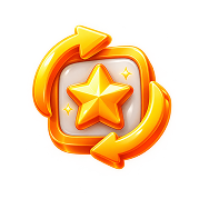 Feature and bonus math icon: bonus star with free spin arrows